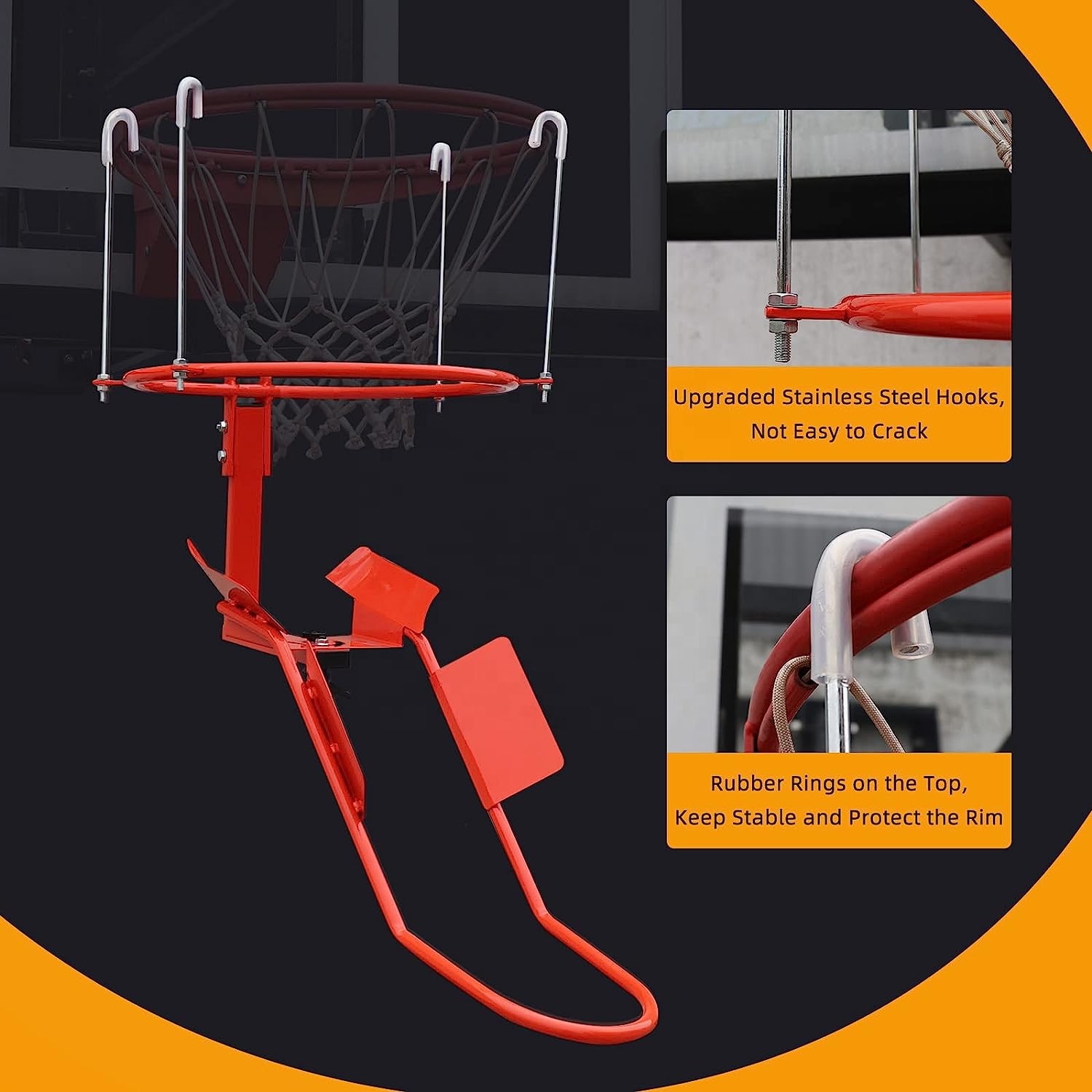 Heavy Equipment Usa - Heavy-Duty Steel Basketball Return Attachment Hoop
