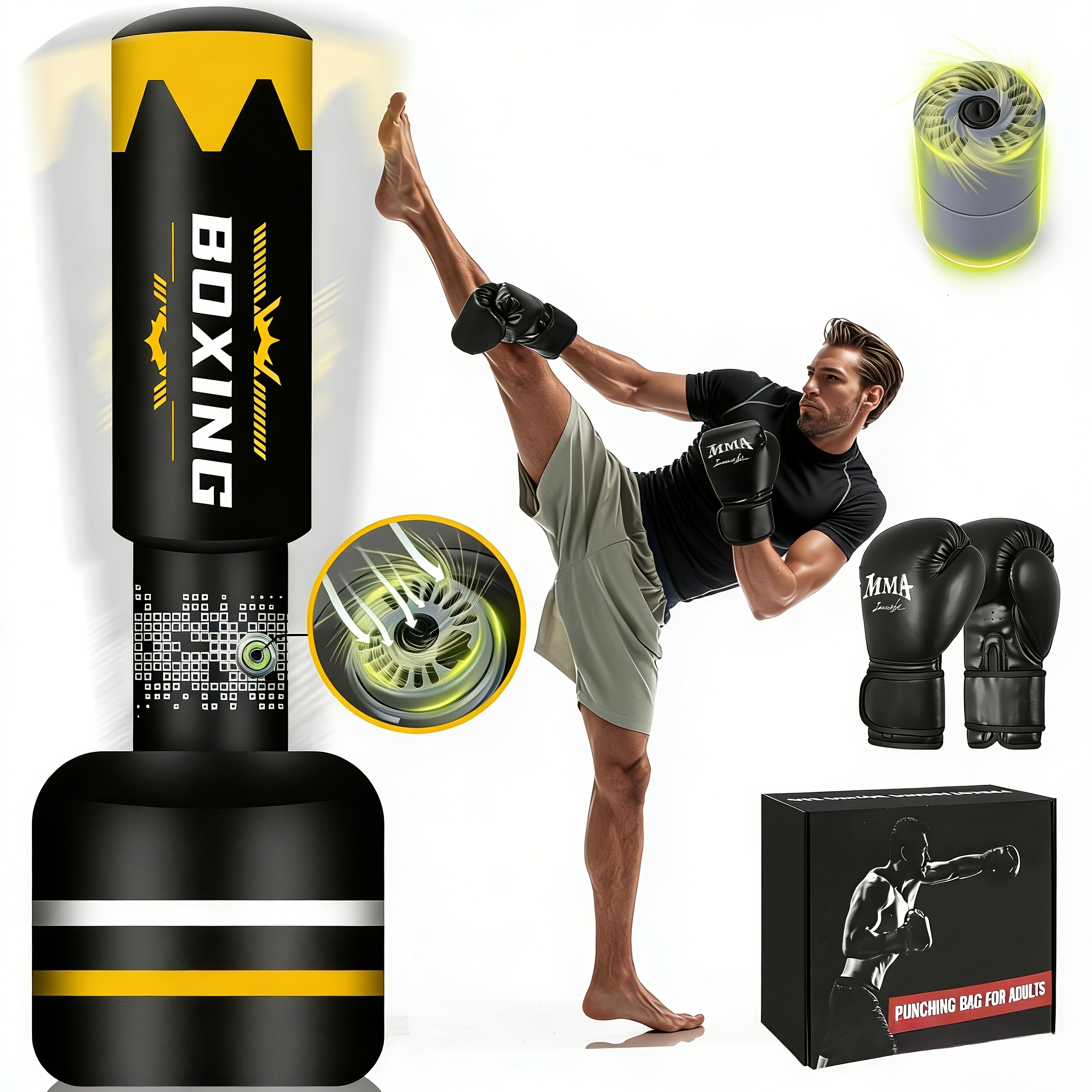 Upgraded Adult Standing Boxing - Heavy Equipment Yellow ulasan dan harga