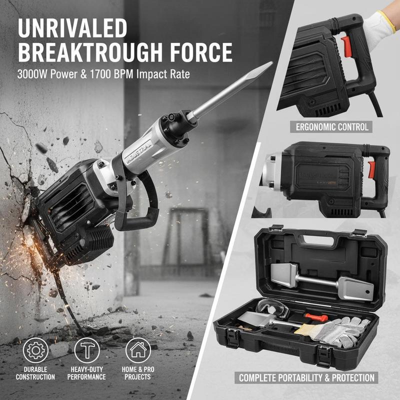 Concrete Breaker 3000W For Fou - Concrete Breaker Demolition ulasan dan harga
