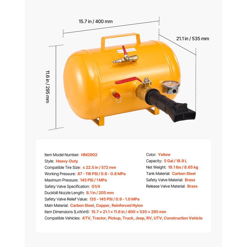 Pneumatic Tire Seater 5 Gallon - Heavy Equipment Yellow ulasan dan harga