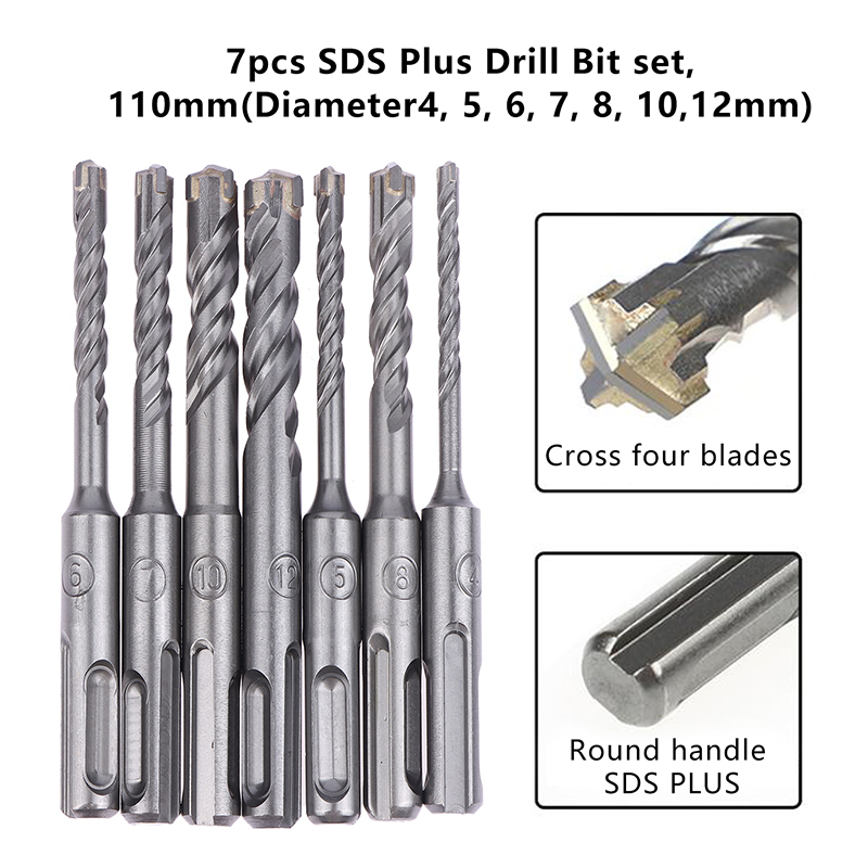 7Pcs SDS Plus Drill Bit Concre - Concrete Breaker Demolition ulasan dan harga